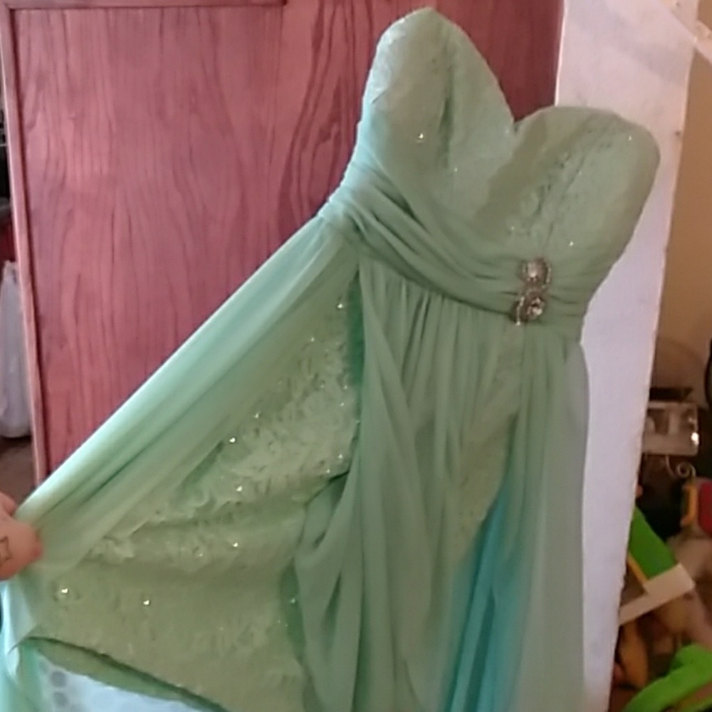 Mint colored prom dress sparkly